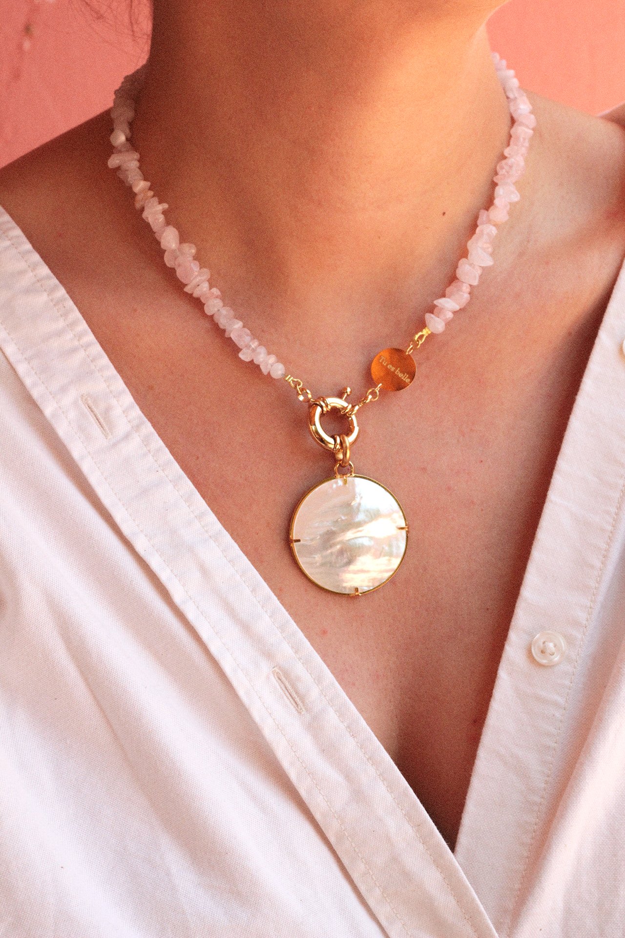 Image of Collier court Quartz Rose