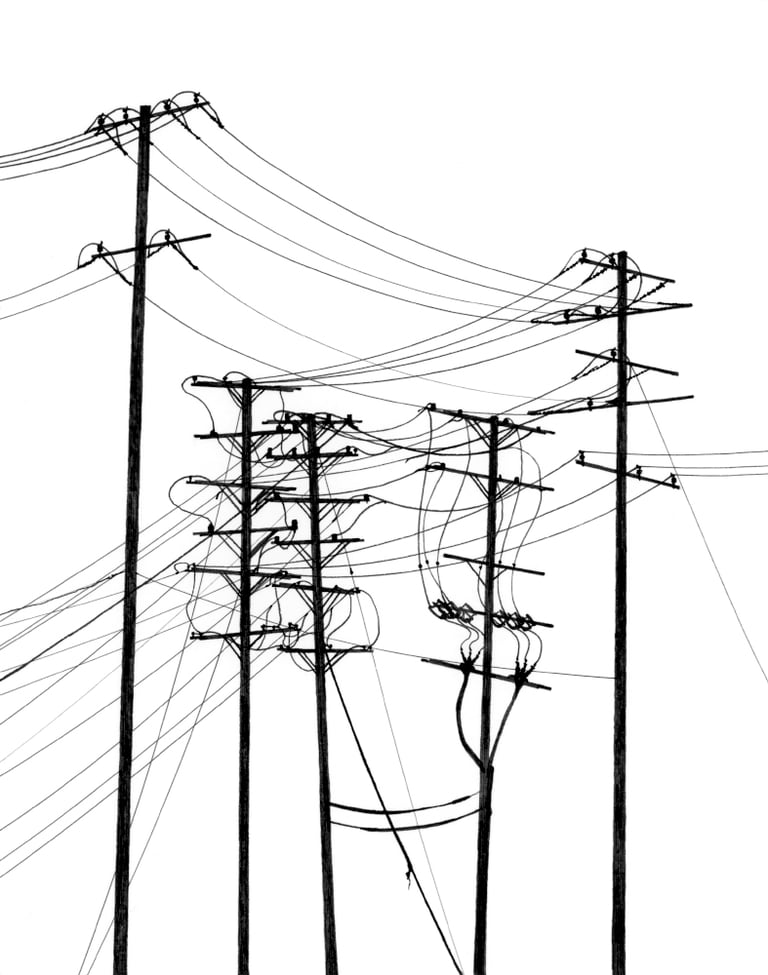 Power Lines Drawing #100 (Hamtramck)