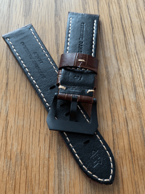 Image of  Officine Panerai Luminor Marina Radiomir PAM 24mm Handmade Brown Bull Leather Watch Strap Bandl