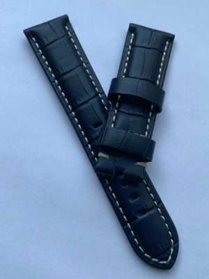 Image of For Officine Panerai Luminor Marina Radiomir PAM Watches 22mm Dark Blue Croc Style Leather strap