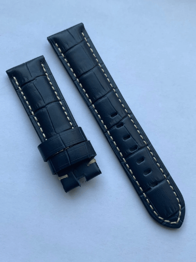 Image of For Officine Panerai Luminor Marina Radiomir PAM Watches 22mm Dark Blue Croc Style Leather strap