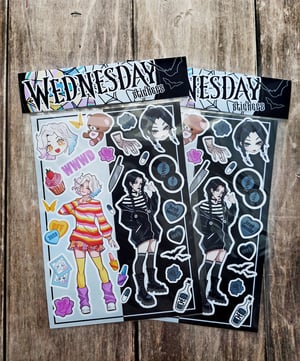 Image of Wednesday and Enid sticker sheet