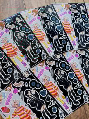Image of Wednesday and Enid sticker sheet