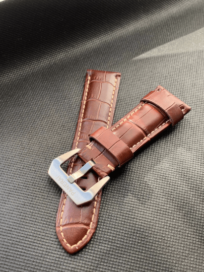 Image of New Panerai Officine 24mm Thick Croc Leather Watch Strap Band Bracelet