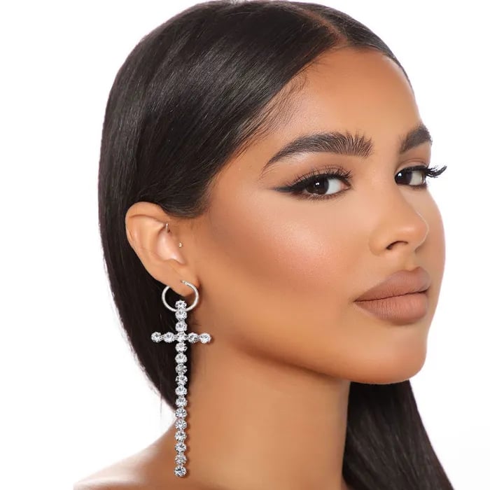 Image of Cross Baby Hoop Earrings