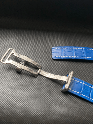 Image of Breitling 22MM blue Croc leather Deployment Gents Watch Strap,Steel Buckle For Breitling Watch
