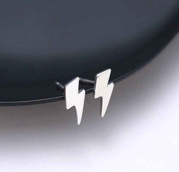 Lightning Bolt Stud Aladdin Sane Earrings - 925 Silver