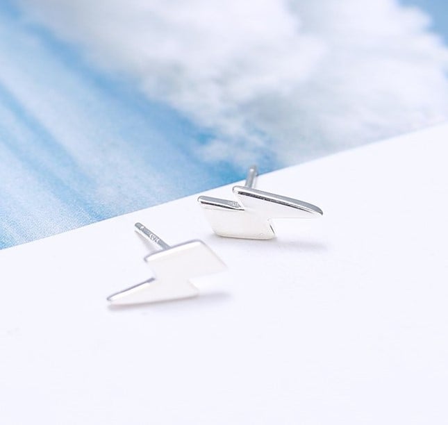 Lightning Bolt Stud Aladdin Sane Earrings - 925 Silver