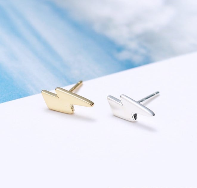 Lightning Bolt Stud Aladdin Sane Earrings - 925 Silver