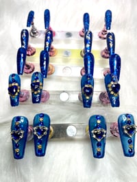 Image 1 of ROYAL BLUE/ GOLD  HEART BLING SET 