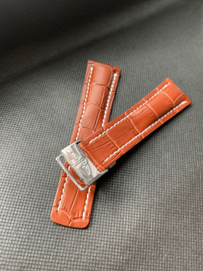 Image of Breitling 22MM brown Croc leather Deployment Gents Watch Strap,Steel Buckle For Breitling Watch