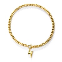 Image 4 of Chunky Cuban Chain Lightning Bolt Necklace (Silver or Gold)