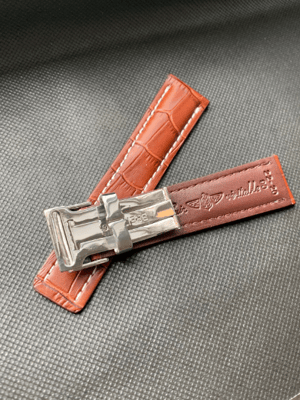 Image of Breitling 22MM brown Croc leather Deployment  Watch Strap,Steel Buckle For Breitling Watch