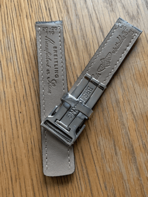 Image of Breitling 22MM Dark Grey Croc leather Deployment Gents Watch Strap,Steel Buckle For Breitling Watch