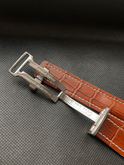 Breitling 24MM brown Croc leather Deployment Gents Watch Strap,Steel ...