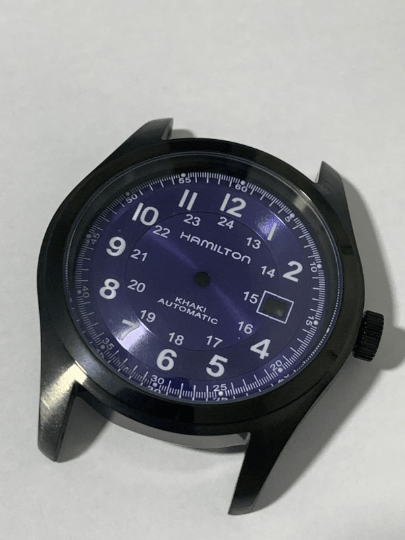 Image of Beautiful Hamilton Khaki Large Cased Gents Watch Casing Etc.(Purple Dial),