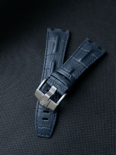 Image of 28mm Audemars Piguet, Genuine blue Croc Leather Strap For AP Royal Oak, Blue, S/Steel,, PVD AP
