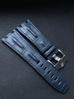 Image of 28mm Audemars Piguet, Genuine blue Croc Leather Strap For AP Royal Oak, Blue, S/Steel,, PVD AP