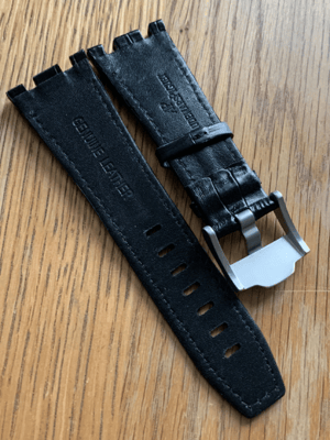 Image of 28mm Black with Black Stitching Genuine Leather Strap Band fit Audemars Piguet Royal Oak Offshore