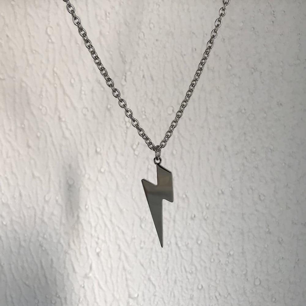 Steel Lightning Bolt Pendant and chain