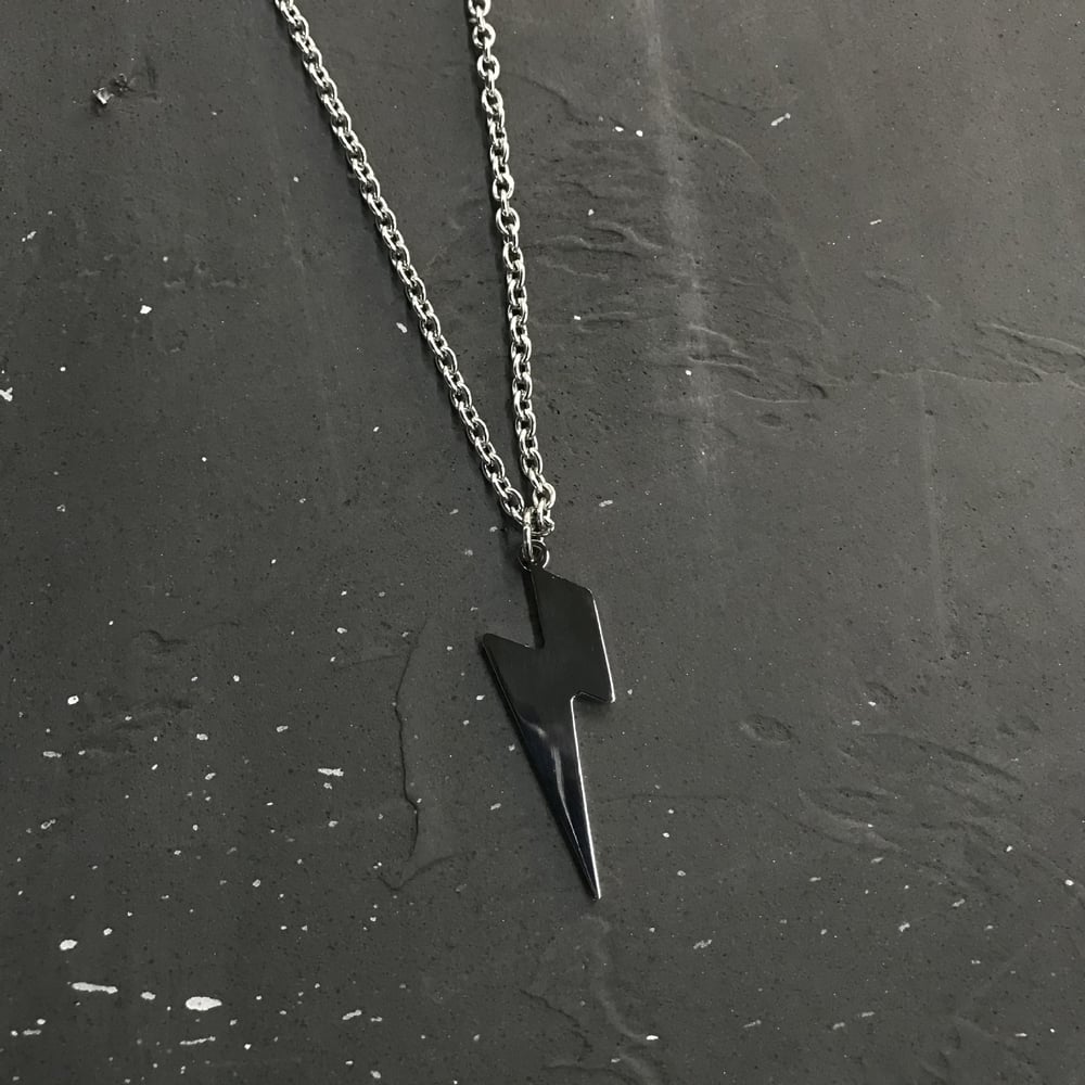 Steel Lightning Bolt Pendant and chain