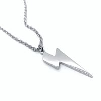 Image 1 of Steel Lightning Bolt Pendant and chain