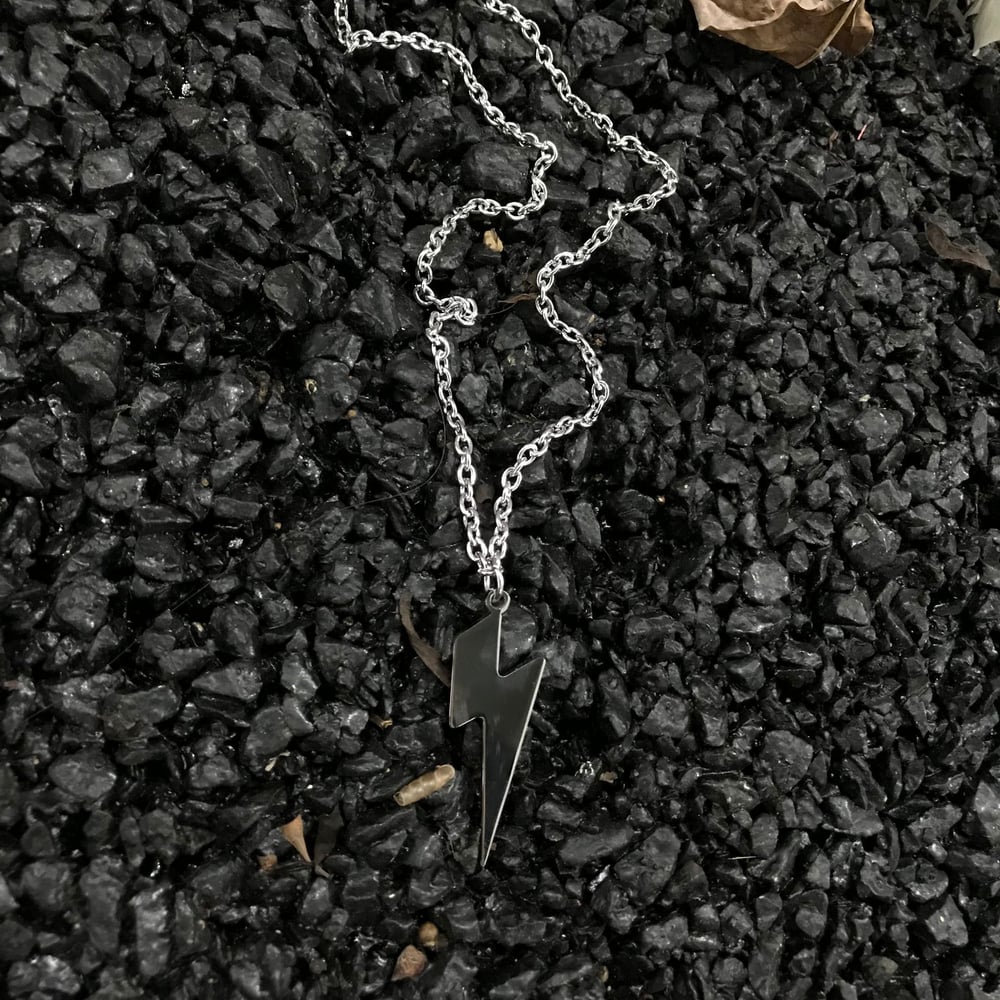 Steel Lightning Bolt Pendant and chain