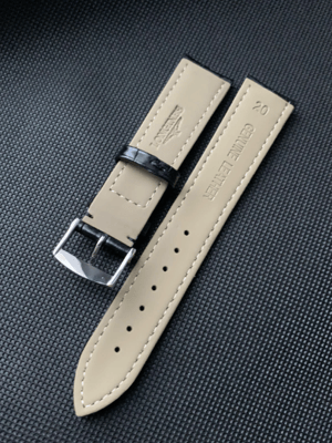 Image of New 20mm black Gents Genuine Leather Watch Strap For Longines