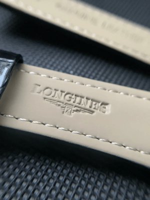 Image of New 20mm black Gents Genuine Leather Watch Strap For Longines