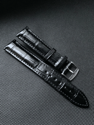 Image of New 20mm black Gents Genuine Leather Watch Strap For Longines