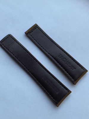 Image of Tag heuer 24mm straight lugs Brown velvet/leather gents watch strap band bracelet,without  clasp