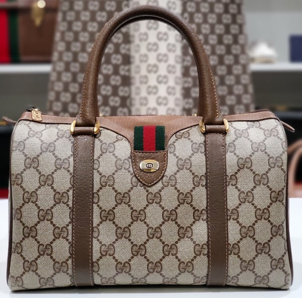 Image of Vtg Gucci Brown Monogram Handbag 