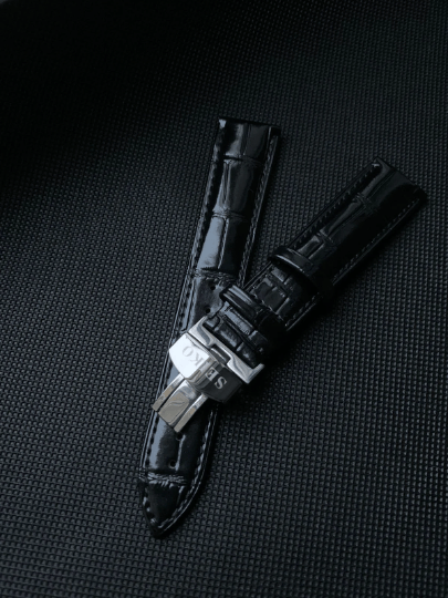 Image of seiko galf 20mm Black Waterproof Curved Rubber Watch Band Strap with Stainless Steel Folding