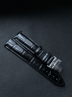 Image of seiko galf 20mm Black Waterproof Curved Rubber Watch Band Strap with Stainless Steel Folding