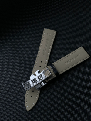 Image of seiko galf 20mm Black Waterproof Curved Rubber Watch Band Strap with Stainless Steel Folding