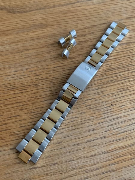 Image of ROLEX New 20mm 2/tone curved lugs Gents watch strap.,,Daytona,Submariner, jubilee,,