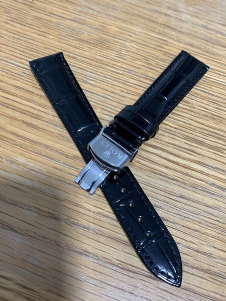Image of ROLEX top quality 18mm genuine  leather gents watch strap band,new, Deployment clasp  daytona,