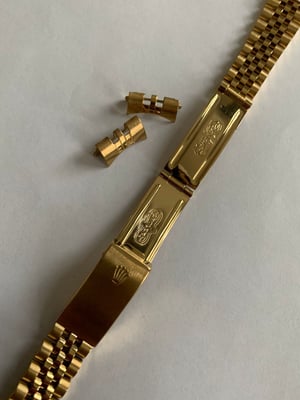 Image of ROLEX New 17mm Gold Plated curved lugs Gents watch strap Submariner,Daytona, jubilee