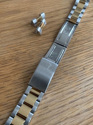Image of ROLEX New 19mm 2/tone curved lugs Gents watch strap.,,Daytona,Submariner, jubilee,,