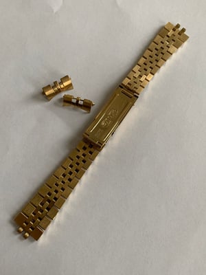 Image of ROLEX New 17mm Gold Plated curved lugs Gents watch strap Submariner,Daytona, jubilee
