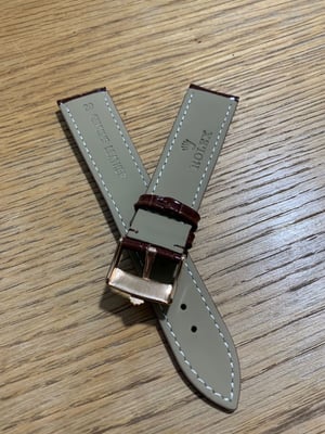 Image of ROLEX top quality 20mm genuine  leather gents watch strap bracelet band rose gold buckle,,oyster,