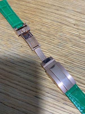 Image of ROLEX top quality 20mm genuine  leather gents watch strap bracelet band rose gold,daytona,oyster,