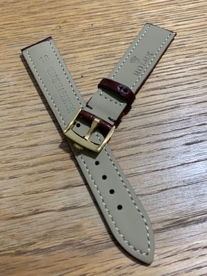Image of ROLEX top quality 18mm genuine  leather gents watch strap band gold plated buckle, daytona,oyster
