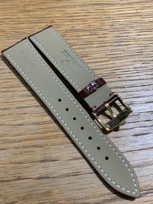 Image of ROLEX top quality 20mm genuine  leather gents watch strap band gold plated buckle daytona,oyster,