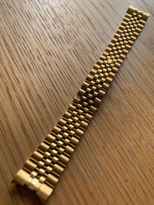 Image of ROLEX New 21mm Yellow gold plated curved lugs Gents watch strap,Jubliee . daytona,oyster,