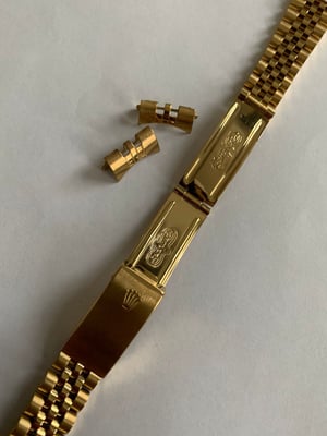 Image of ROLEX New 18mm Gold Plated curved lugs Gents watch strap., jubilee daytona,oyster,submariner,jubilee