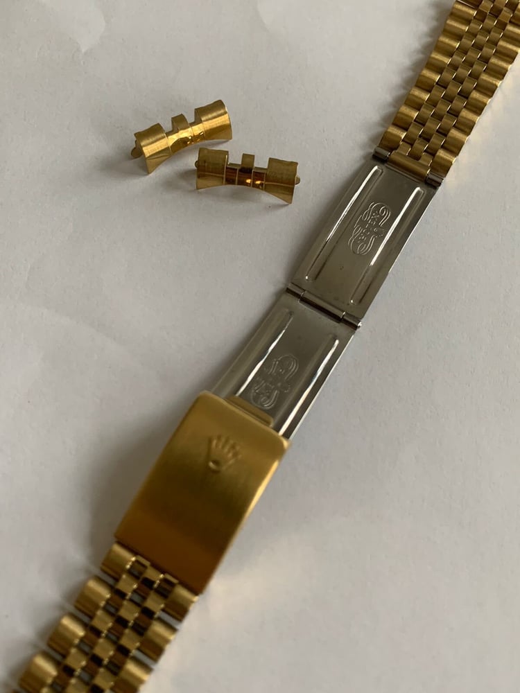 ROLEX New 20mm Gold Plated curved lugs Gents watch strap.,,, jubilee ...