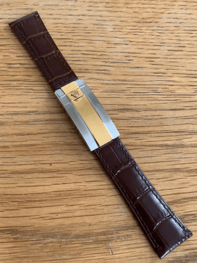 Image of ROLEX top quality 20mm genuine  leather gents watch strap bracelet band 2/tone new,daytona,oyster