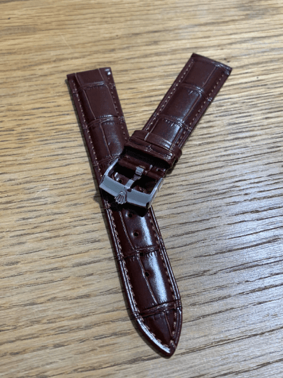 Image of ROLEX top quality 20mm genuine  leather gents watch strap  band stainless steel buckle daytona,