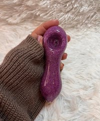 Image 1 of Purple Punch Freezable Glitter Glass Pipe  Color Changing Pipe
